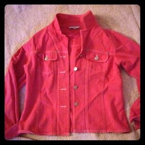CAbi pink lightweight denim jacket.