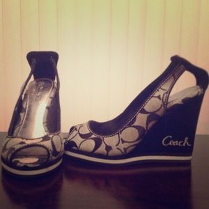 Authentic black coach wedges