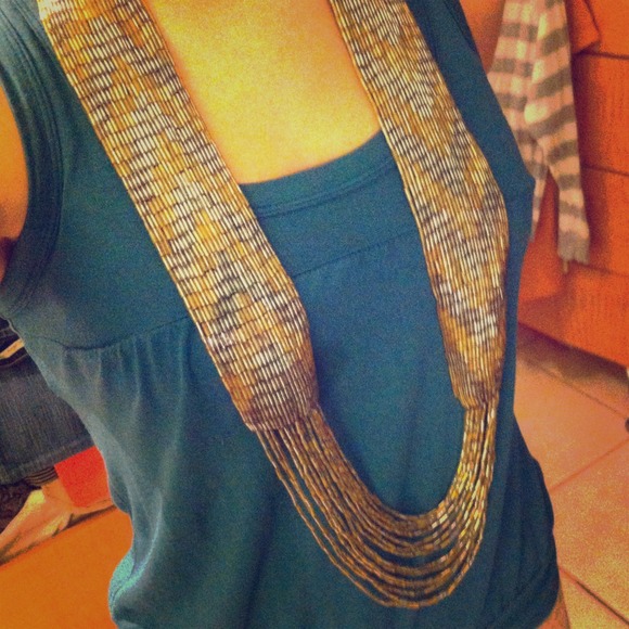 BUNDLE beaded necklace, black dress, black shorts