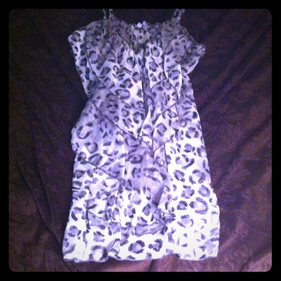 Grey chiffon cheetah tank