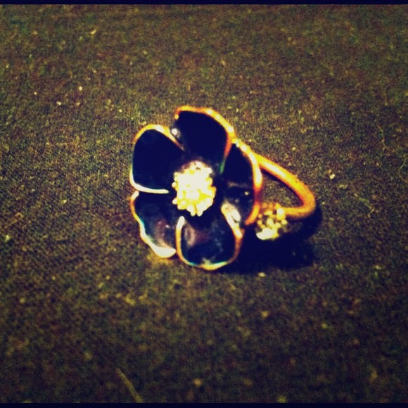 Navy blue Flower ring
