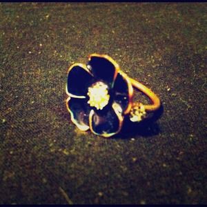 Navy blue Flower ring
