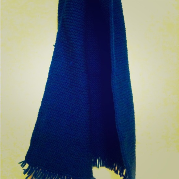 Blue fringed scarf