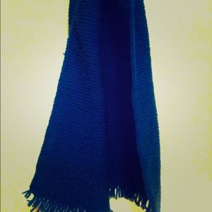 Blue fringed scarf