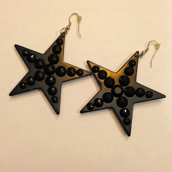Studded Star Earrings - Black