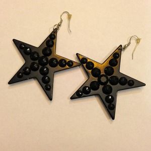 Studded Star Earrings - Black