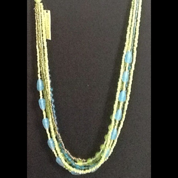 MULTI strands beads necklace green /blue