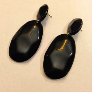Large black drop earrings - Black. New