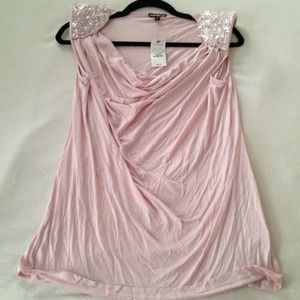 Light Pink Shoulder Beaded Top - Medium