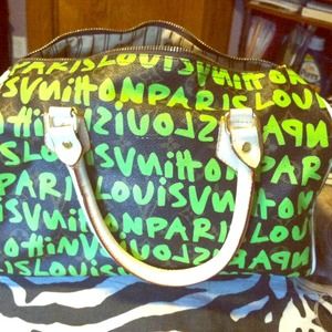 Inspired LV speedy bag and wallet;  lime green.