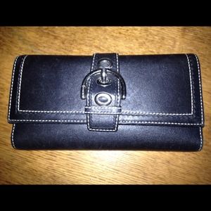 Coach black leather wallet with checkbook cover