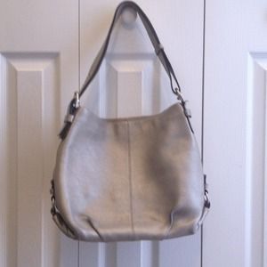 Silver w/ purple lining Coach Hobo style purse