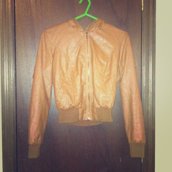 Pleather hooded jacket!!