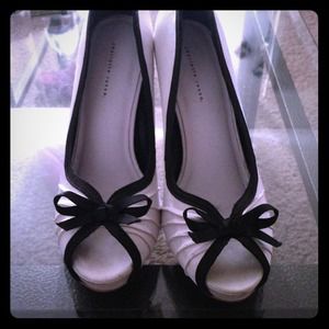 White and black high heels