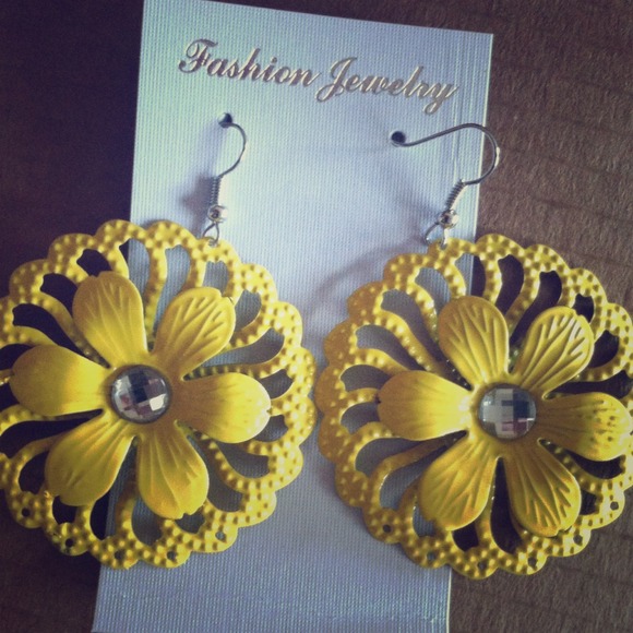 Yellow flower earrings