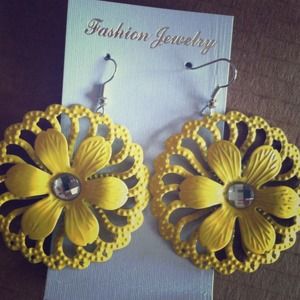 Yellow flower earrings