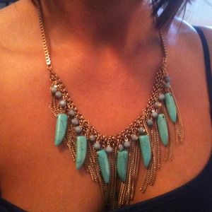 Gold & turquoise short necklace