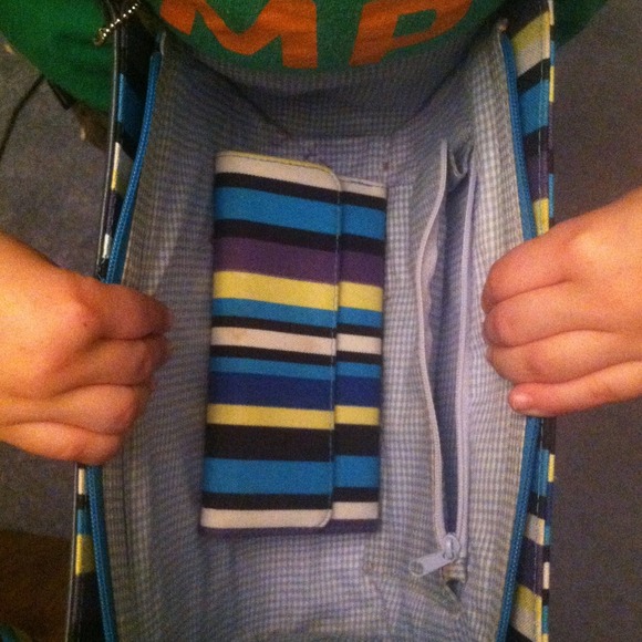 Blue Striped Purse and matching Wallet. - Picture 2 of 4