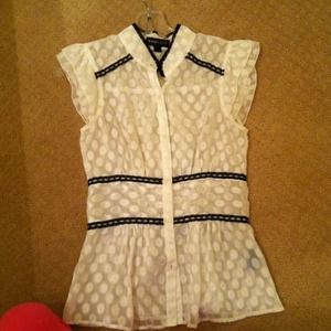 Very classy white with poka dots and black lace