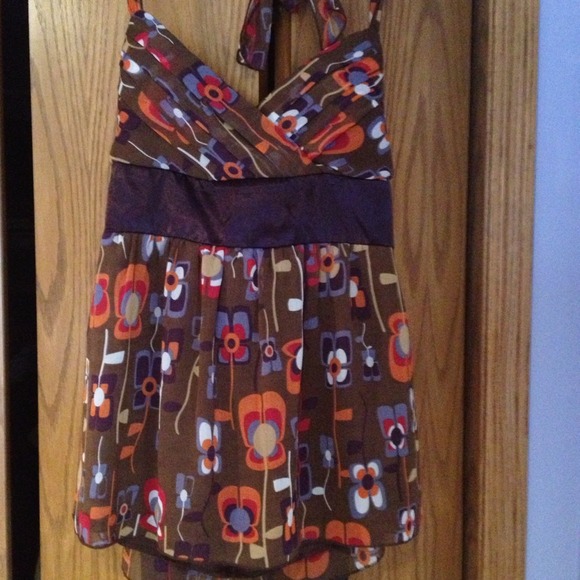 Plum and brown summer top with orange