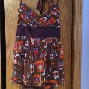 Plum and brown summer top with orange