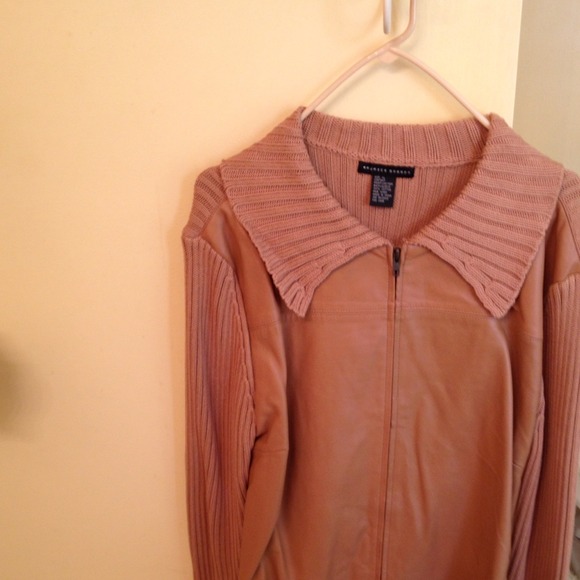 *SOLD* Leather front sweater!!