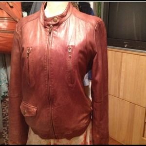 Banana Republic Cognac Leather Jacket- XL