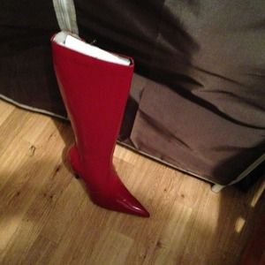 Red patten boots size 8