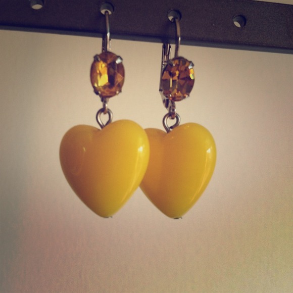 Tarina Tarantino Yellow Heart & Crystal Earrings!