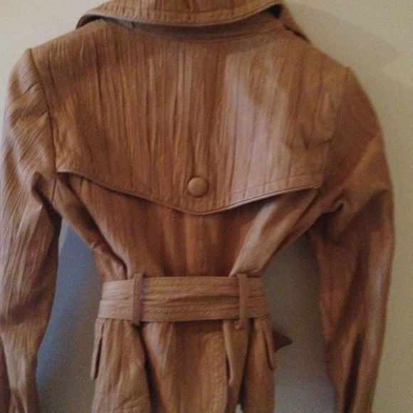 Bebe camel leather belted blazer - Picture 2 of 3