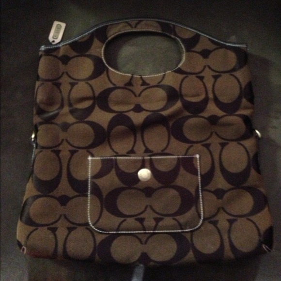 Authentic Coach Signature C Fold Over Handbag