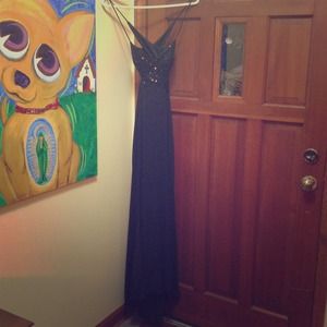 Black Sequin Floor Length Dress