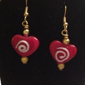 Red lamp work valentine earrings