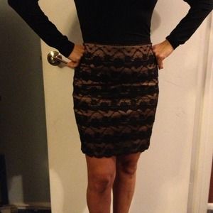 Black and Nude Lace Skirt, Size Small!!