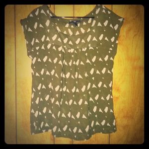 Size 12 H&M Sheer Green and White Blouse