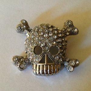 Rhinestone bling crossbones brooch. NEW.