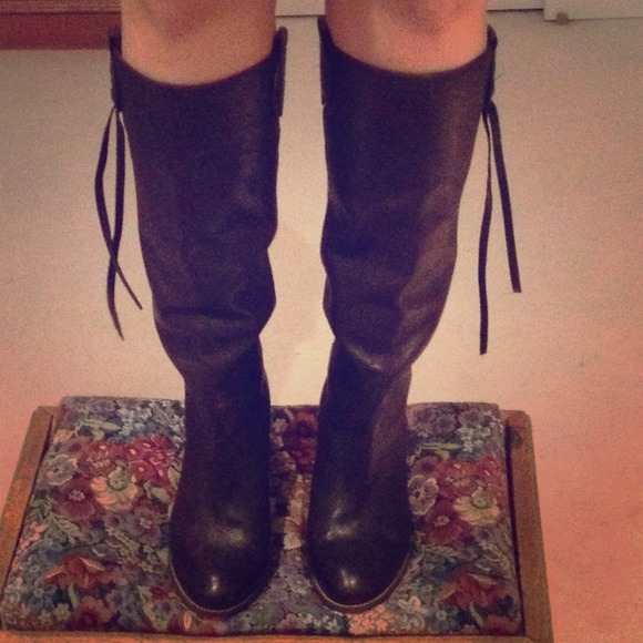 Coach brown leather boots, worn once!