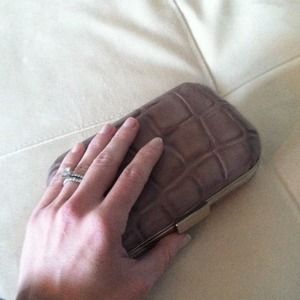Reduced Croc skin gray clutch