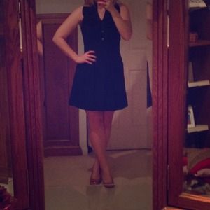 Express black dress with ruffle neckline