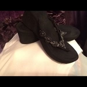 Black Rampage Wedge Sandal