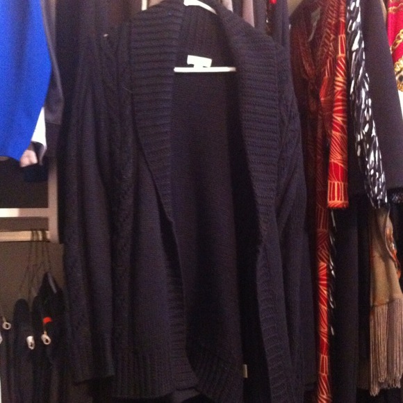 Chunky Black Cardigan Sweater and white RLcardigan