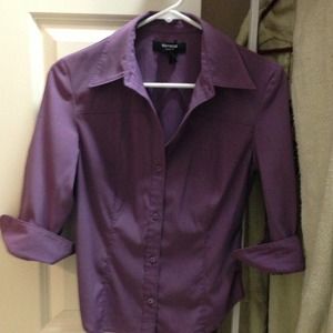 Plum express stretch button up blouse