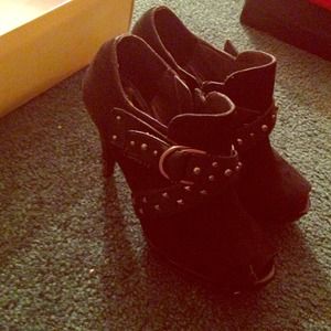 Max Studio black belted peeped toe booties!RESERVE