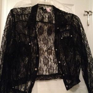Long sleeve, black lace, top