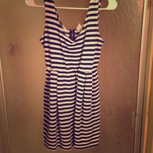Navy blue and white striped dress