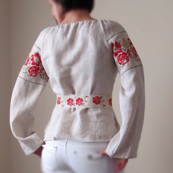 Linen Embroidered   Blouse - Picture 2 of 2