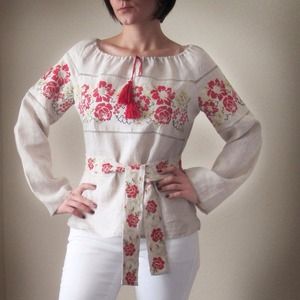 Linen Embroidered   Blouse