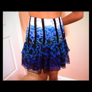 Gorgeous Bebe Blue Leopard Skirt