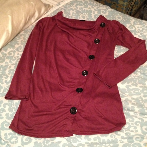 Slimming burgundy asymmetrical tunic - Picture 2 of 2