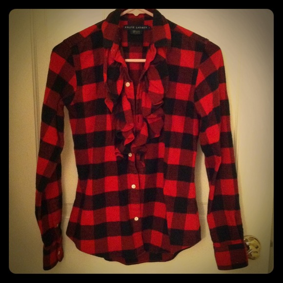 Ruffled red and black flannel - Picture 1 of 2